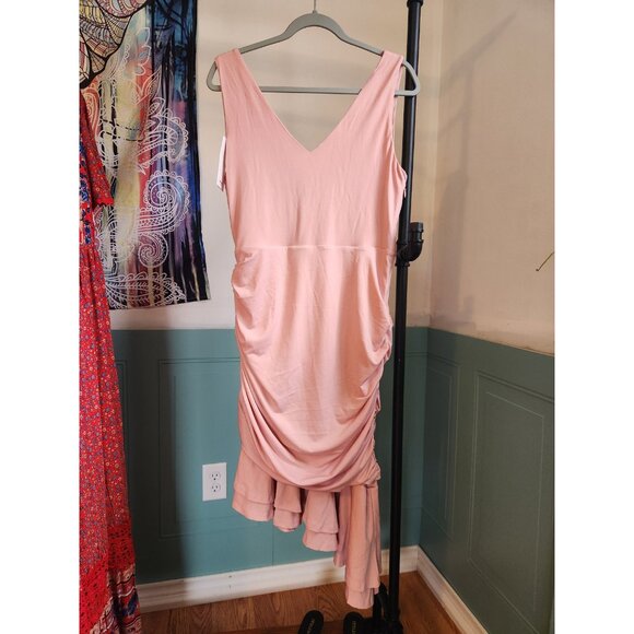 Grace Karin Ruched Sleeveless Dress – Asymmetrical Hem, Size Large Blush Pink - Picture 4 of 6